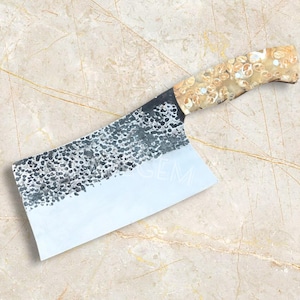 Handmade Carbon Steel Butcher Cleaver Knife: Chef Meat Chopping Tool
