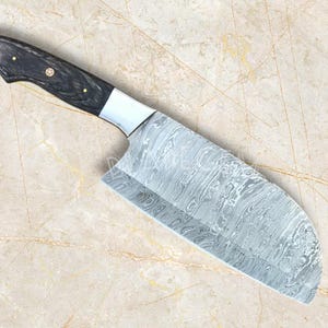 Handcrafted Damascus Serbian Cleaver Knife: High-Carbon Steel Chef Tool