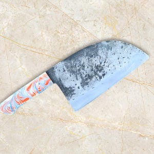 Handmade Carbon Steel Serbian Chef Cleaver Knife with Wooden Handle