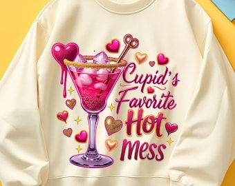 Cupid's Hot Mess PNG, Glitter Valentines Martini Png, Valentine Drink T Shirt Png, Margarita Vday png, Glitter Cupid, Love Heart Digital