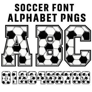 Soccer Font PNG Bundle, Varsity Letters Design, Soccer Team Alphabet, College Font PNG, Soccer Doodle Sublimation