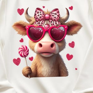 Baby Highland Cow png, Valentine Coquette Png, Valentine&#39;s Day, Retro Valentine Png, Valentine Heart Png, Love Png, Sublimation