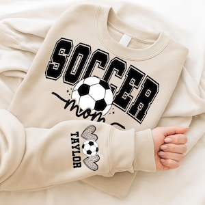 Personalized Soccer Mom PNG, Custom Name on Sleeve, Soccer Mama Design, Fall Season Gift, Gameday Shirt, Mother’s Day Soccer Gift PNG.