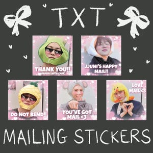 Autocollants postaux TXT en vrac 20/40/60/80/100PCS | Demain x Ensemble | Kpop Trades Silly Cute Hat Meme Mailing Purikura Sticker