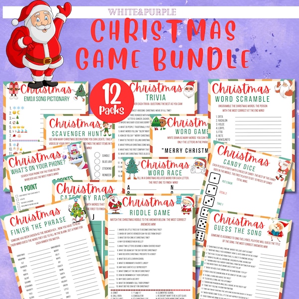 Christmas Game Bundle | 12 Printable Holiday Activities (PDF)