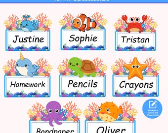 Ocean Cubby Name Tags: Editable Under the Sea Student Labels (Digital Download)