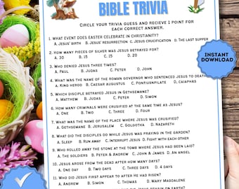 Printable Easter Bible Trivia Game, Church Activity (Digital Download