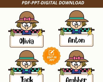 Fall Scarecrow Cubby Tags | Autumn Classroom Organization (Digital Download)
