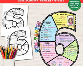 6th Grade All About Me Craft | Back to School Activity (Digital Download)