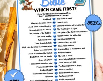 Bible Trivia Game: Which Came First? Printable (Sunday School, Youth Group)