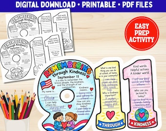 9/11 Remembrance Activity for Kids | Kindness Reflection Craft (Digital Download)