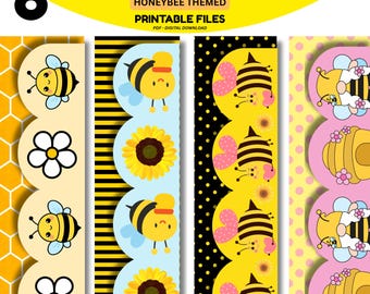 Honey Bee Bulletin Board Borders: 8 Printable Designs (Digital Download)