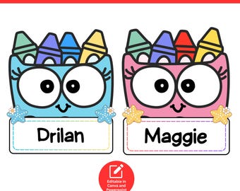 Crayon Cubby Name Tags: Editable Classroom Labels (PDF, PPT Download)