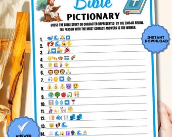 Bible Emoji Pictionary Game, Christian Activity (Printable PDF)