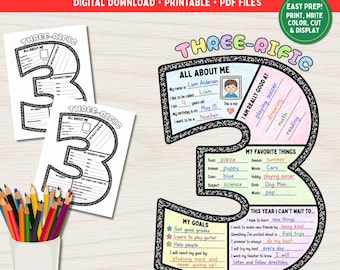 3rd Grade All About Me Craft | Back to School Activity (Digital Download)