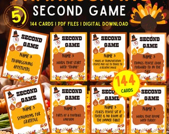 Thanksgiving 5 Second Game | 144 Cards, Family Fun (Digital Download)