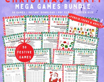 50 Christmas Party Games Bundle | Family, Classroom (PDF)
