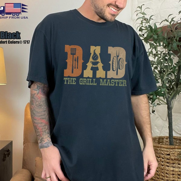 Comfort Colors® Retro The Grill Master Dad Shirt, Grill Father T-shirt, Funny Fathers Day Gift, Grilling Dad, BBQ Dad Tee, Barbecue Shirt