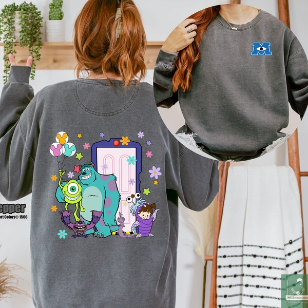Monsters University Comfort Colors Sweatshirt, Monsters Inc Door Sweater, Sully Mike Boo Sweatshirt, Disneyland Monster Characters Sweater