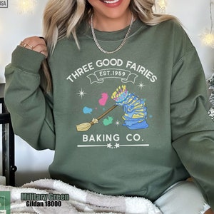 Three Good Fairies Baking Co Comfort Colors Sweatshirt, Sleeping Beauty Sweater, Fairy Godmothers Sweatshirt, Princess Aurora Sweater