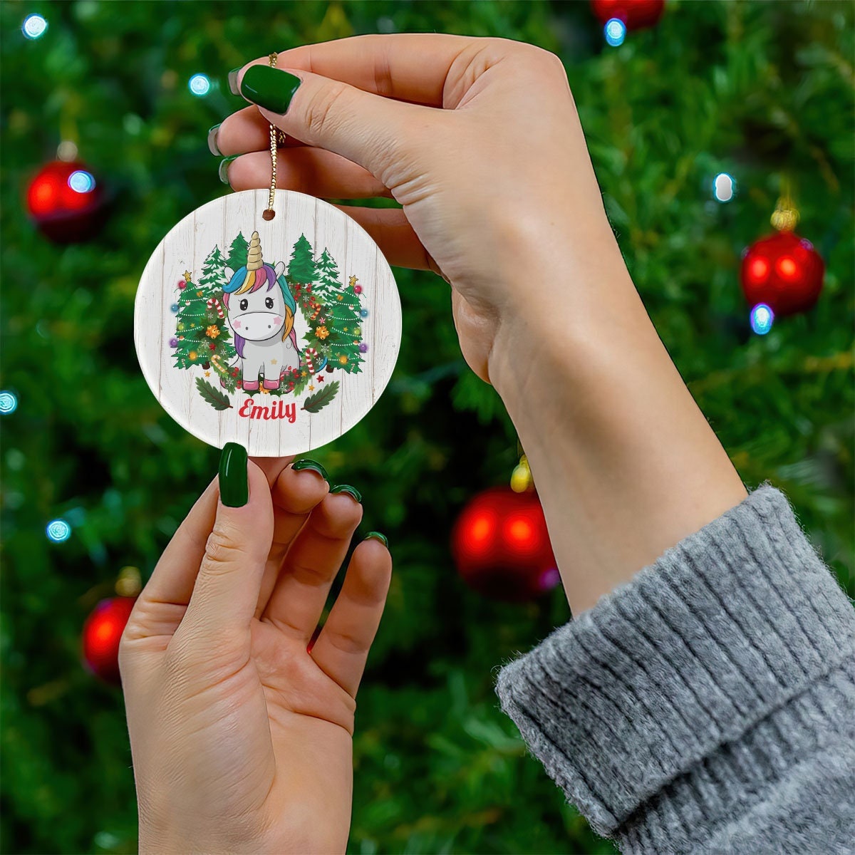 Personalized Ornament, Unicorn Christmas Ornament