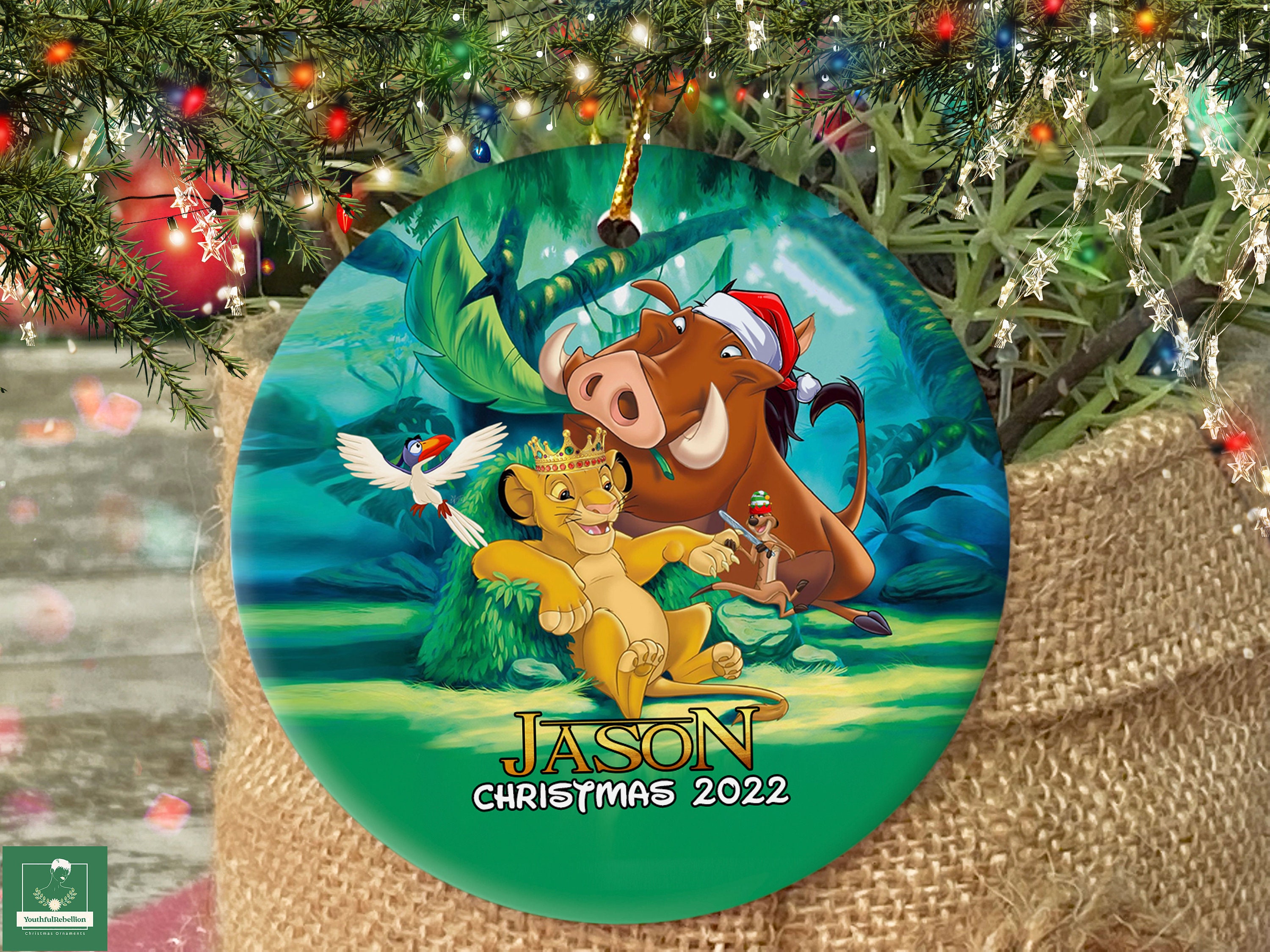 Personalized Simba Christmas Ornament, Lion King Christmas Ornament