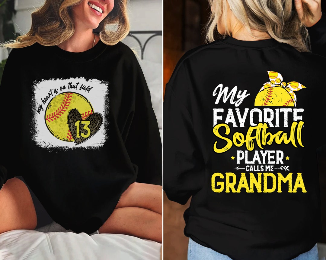 Personalized Softball Grandma Shirt, Leopard Softball Season Sweatshirt