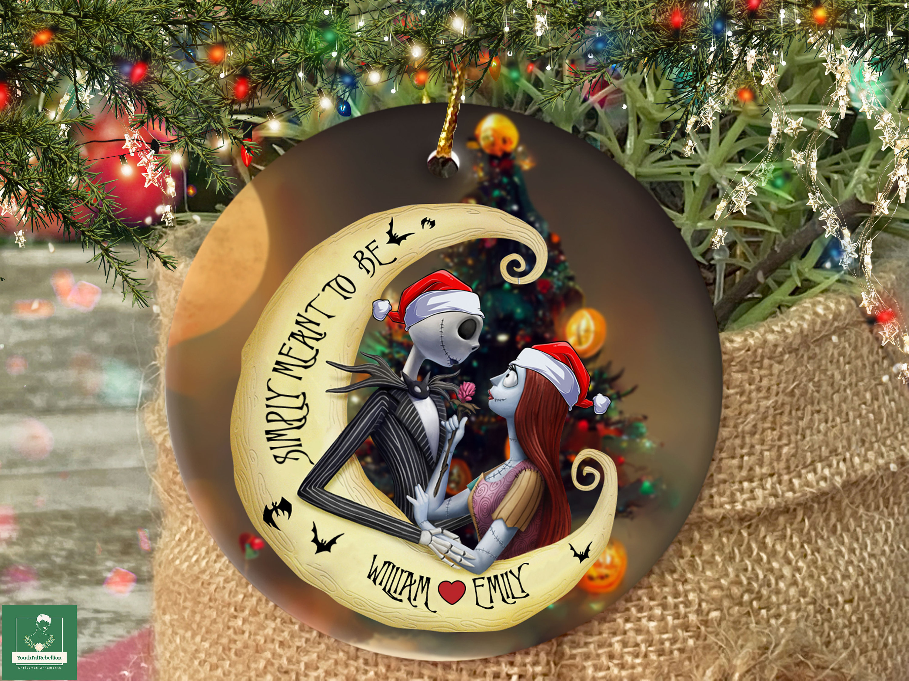 Personalized Nightmare Before Christmas Ornament, Jack And Sally