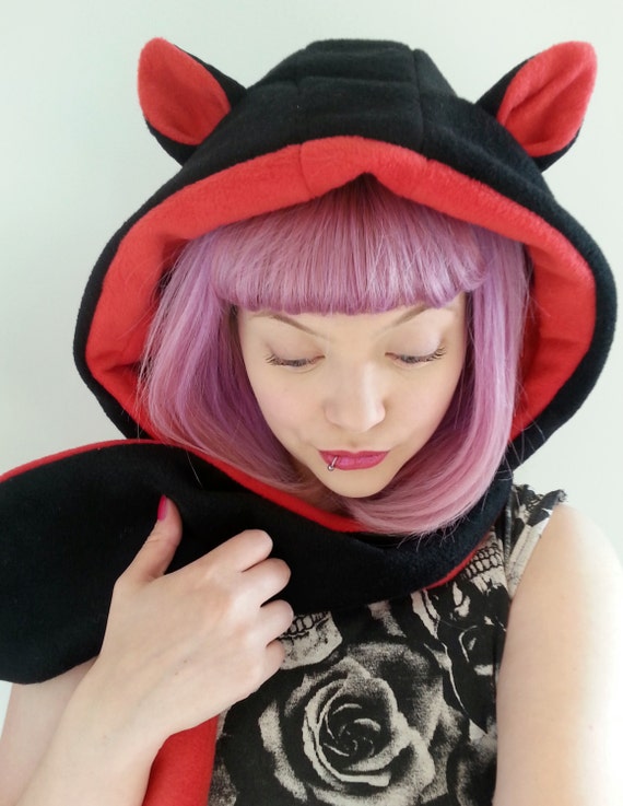 Black cat ear hood Fleece festival Cat Ear Hood Cosplay Etsy