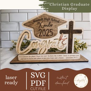 Archivo láser personalizado para exhibición de graduados cristianos, archivo láser de regalo para graduados, SVG láser de graduados cristianos, SVG de graduados universitarios
