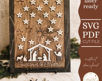 Kerst adventskalender SVG: lasergesneden kerstaftellen (digitale download)