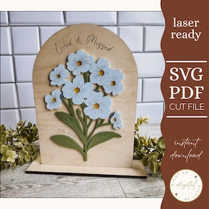 忘れな草の花のレーザーファイル、流産のレーザーファイル、悲しみと喪失のSVG、愛する人の喪失のレーザーファイル、流産のSVG、悲しみのSVG