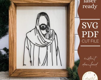 Jesus Portrait Line Art Laser Cut File: Christian Home Decor SVG (Digital Download)
