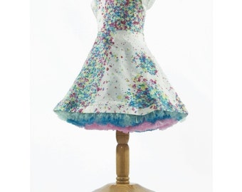 Peekaboo Party Dress with full tulle petticoat PDF Pattern Sz 2 to 7 years