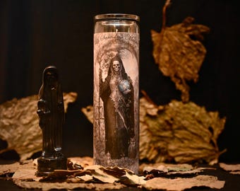 Santa Muerte Protection Candle | Black 7 Day Prayer Candle for Spiritual Protection, Cleansing & Removing Negative Energy | Altar Candle