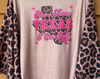 Upcycled Boho Western Texas Batwing Crewneck T