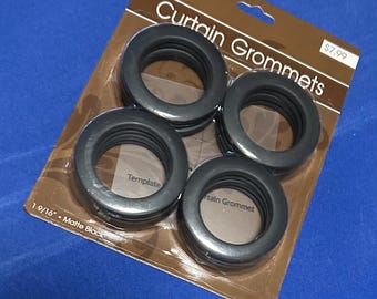 Matte Black Curtain Grommets  Sizes 1 9/16" or 1", 8 pc. each