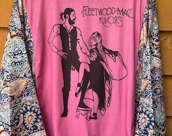 Upcycled XL Boho Rock n Roll Batwing Crewneck T