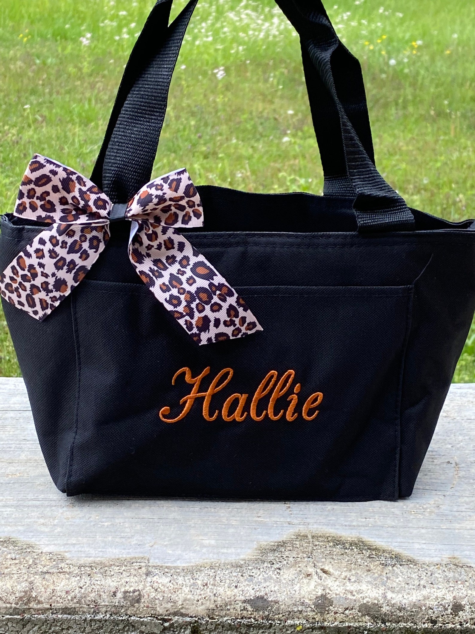 Monogrammed Black Insulated Lunch Bag