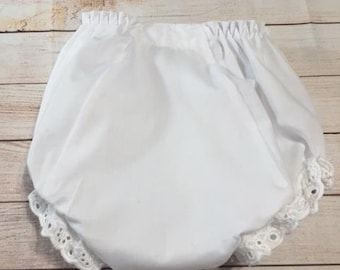 Girls Plain Diaper Covers, Bloomers, White Diaper Cover Sizes Preemie to 24mth Embroidery Blank Panty