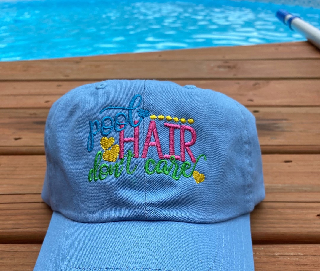 Pool Hair Don't Care Baseball Hat Unisex Ball Cap Embroidered Messy ...