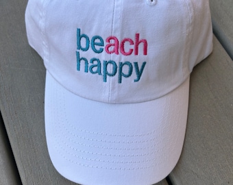 Beach Happy Embroidered Cap: Small Fit Chino Twill Hat