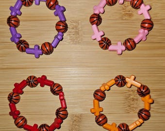 Children's Basketball Cross Bracelet: Christian Sports Gift