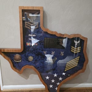 Made-To-Order, state-shaped custom shadow box.