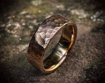 Solid Chunk Hand Forged Hammered Ring, In Bronze or Fine Silver, Gifts for him, Gifts for her