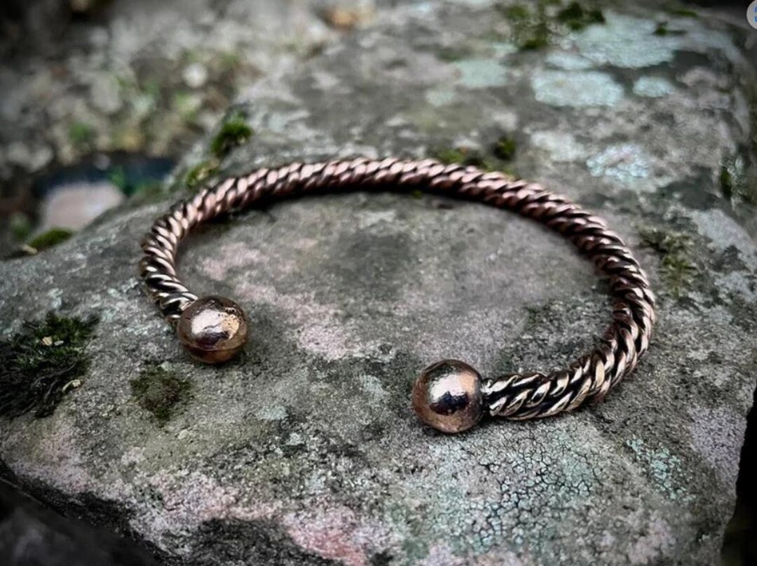 Torc Arm Rings Bronze Twisted Wire Wrist Torc, Viking Arm Ring, Cuff Bracelet, Mens or ...