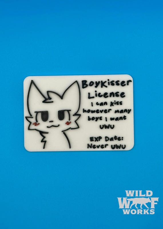 Boykisser License: Funny Furry Badge