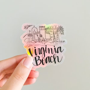 Virginia Beach Virginia holographic Skyline sticker