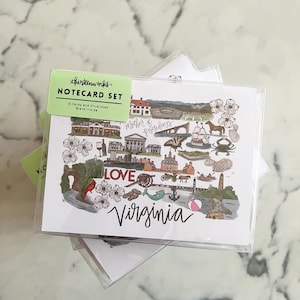 Virginia Landmarks Notecard Set – Pack of 6 Blank Cards with Envelopes