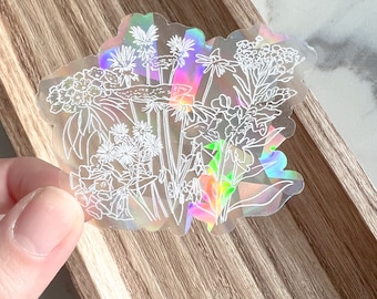 Wildflower Suncatcher Sticker: Rainbow Window Decal (3x3in)